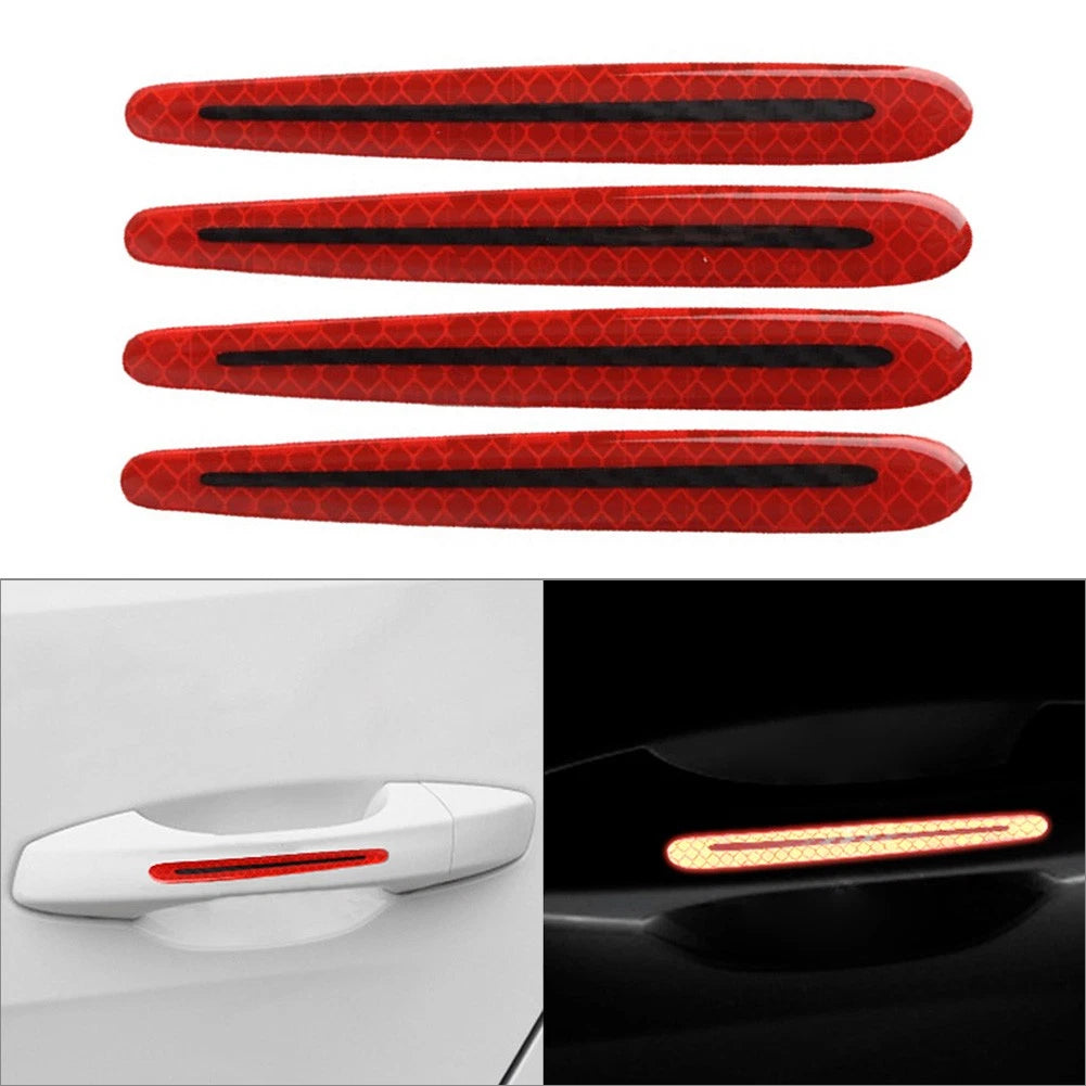 Set of 4 Carbon Fiber Style Door Handle Reflective Stickers for Universal Fit