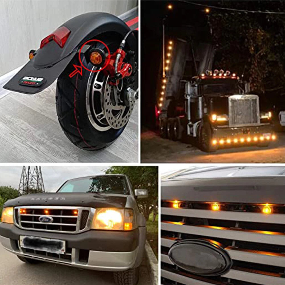 10X Amber Round 3/4" LED Marker Lights for Trailer (US)