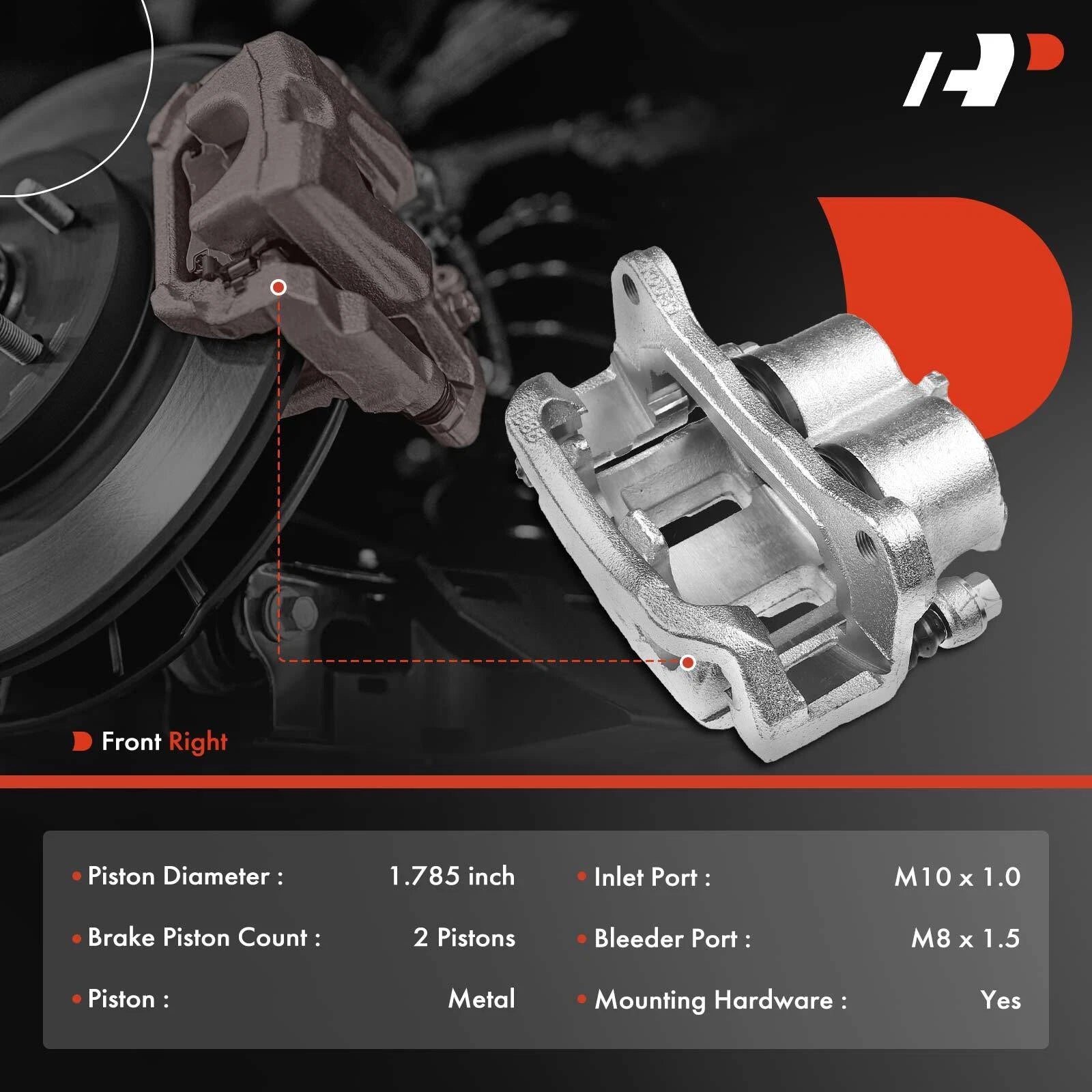 Front Right Brake Caliper with Bracket for Ford Edge (2011-2014)