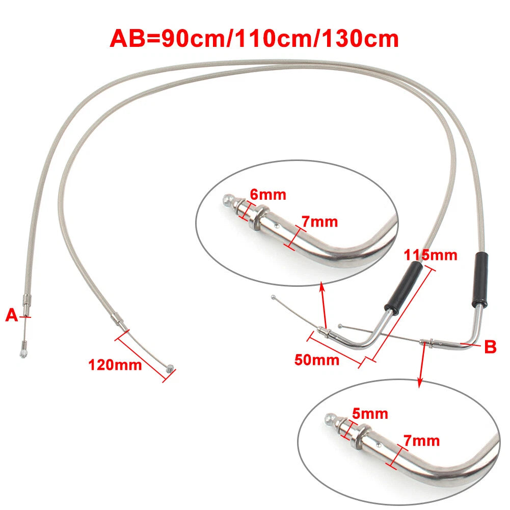 2X Stainless Steel Throttle Cable for Harley Sportster XL1200 883 (2004–2023)
