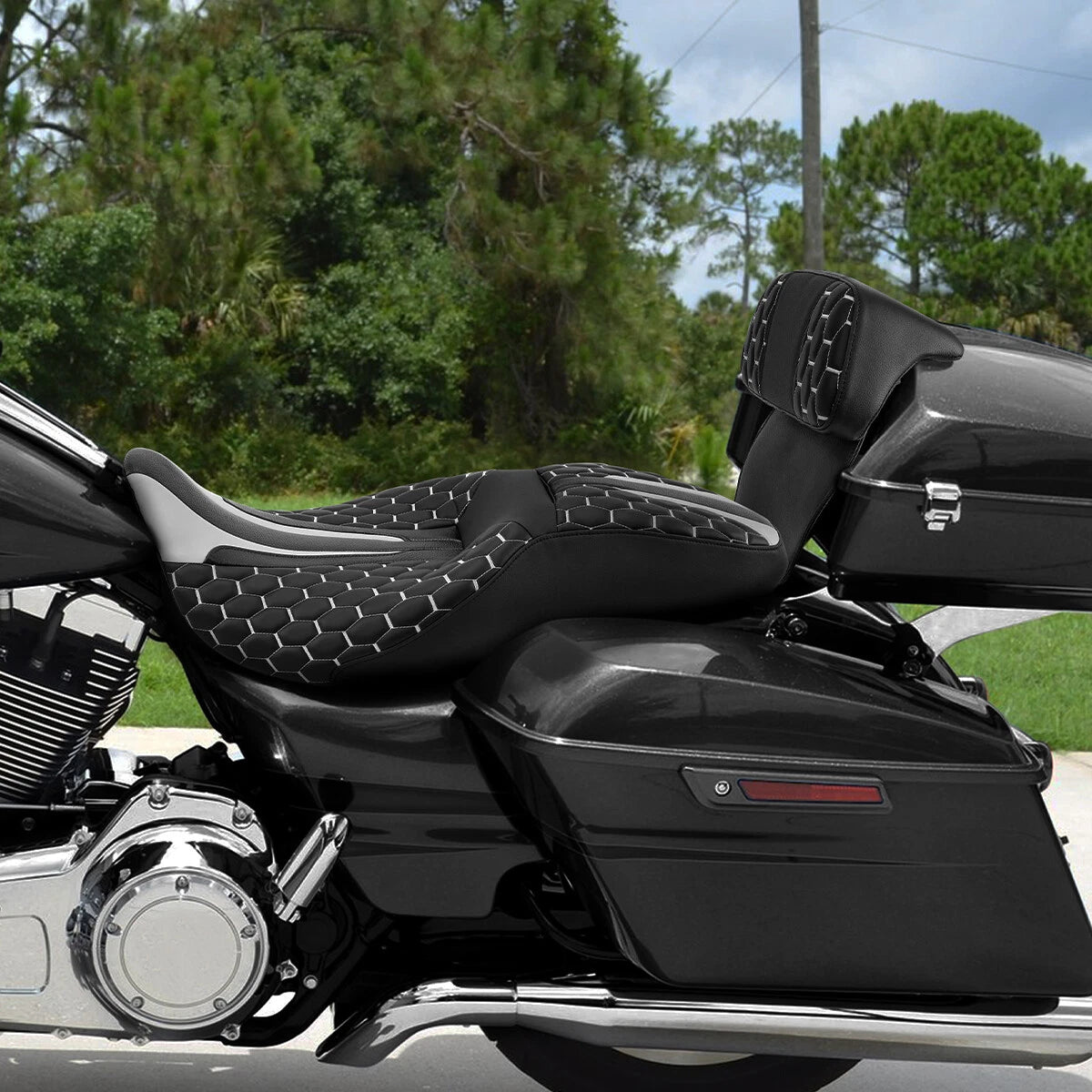 Driver Passenger Seat w/ Backrest for Harley Road Glide (2014–2023)