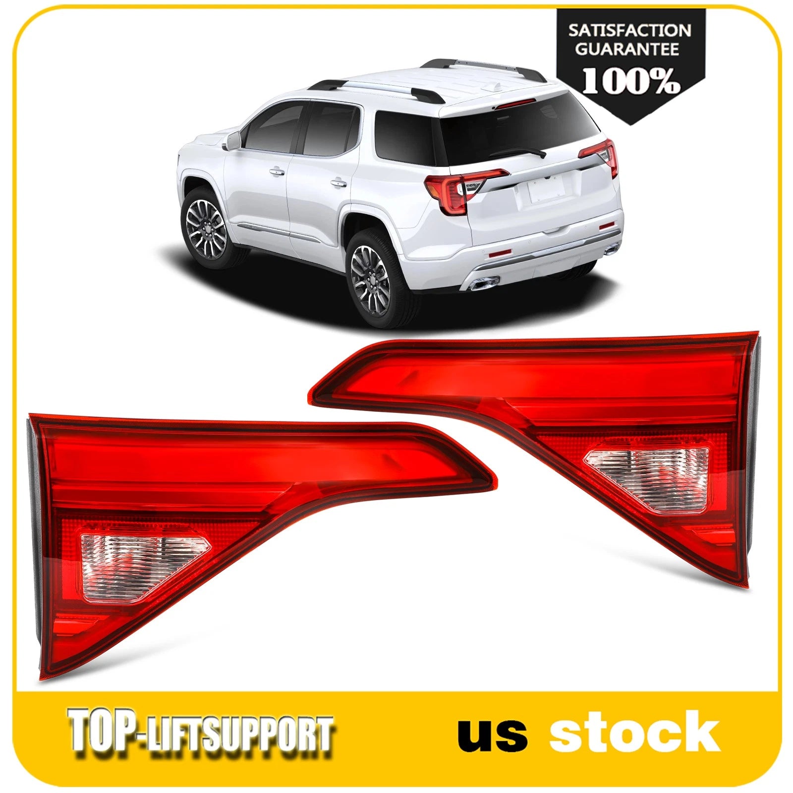 2X Inner LED Tail Light Assembly for GMC Acadia (2017–2019) Red Housing