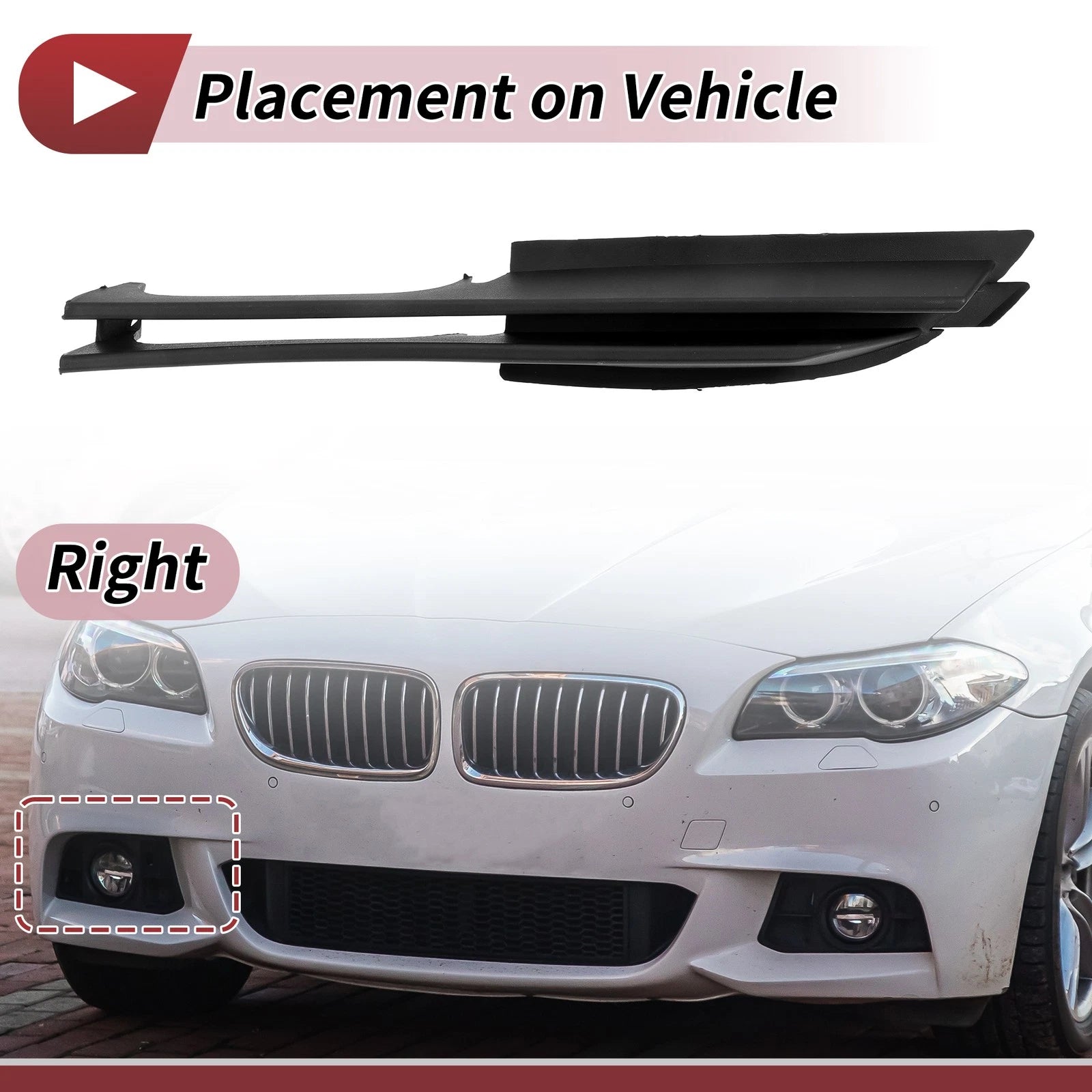 1 Pc Fog Light Grill for BMW 320i (2002–2005) No. 51117032614 Black