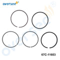 Piston Ring Set (STD) for Yamaha 20-70HP Outboard Engine (67C-11603, 67C116030000)