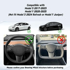 2x Black Flocking Non-Slip Steering Wheel Cover for Tesla Model 3/Y (2017-2023)