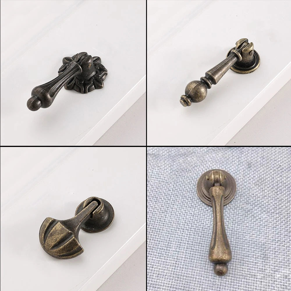 Set of 10 Antique Door Pull Knobs for Cabinet Drawer Hardware