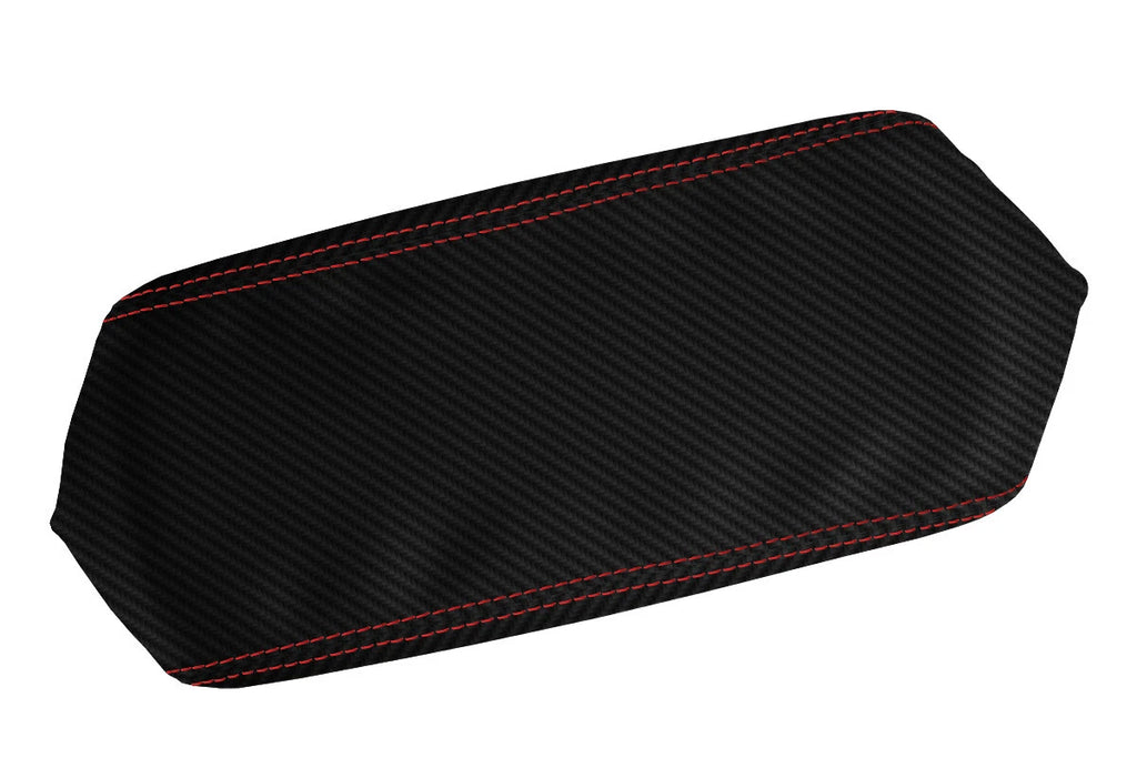 Console Lid Armrest Cover for Dodge Durango (2004–2009) Carbon Fiber Red Stitch