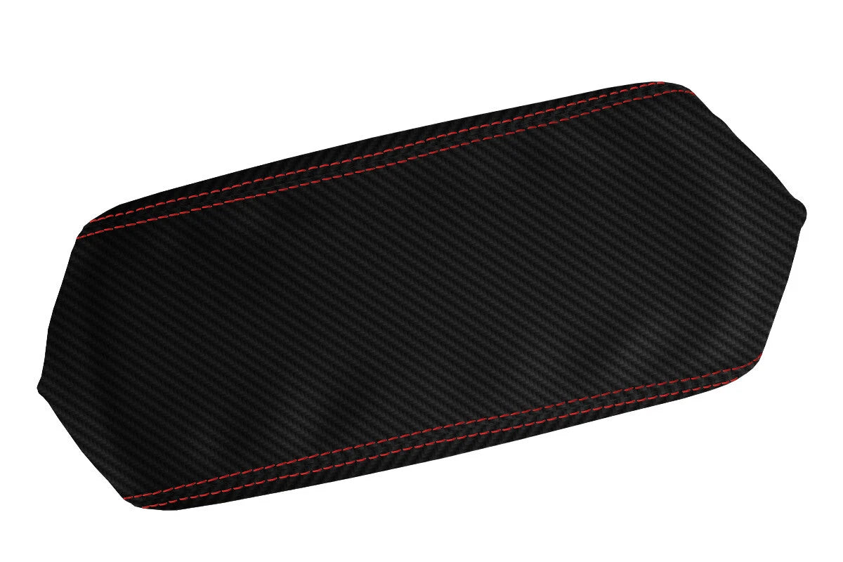 Console Lid Armrest Cover for Dodge Durango (2004–2009) Carbon Fiber Red Stitch