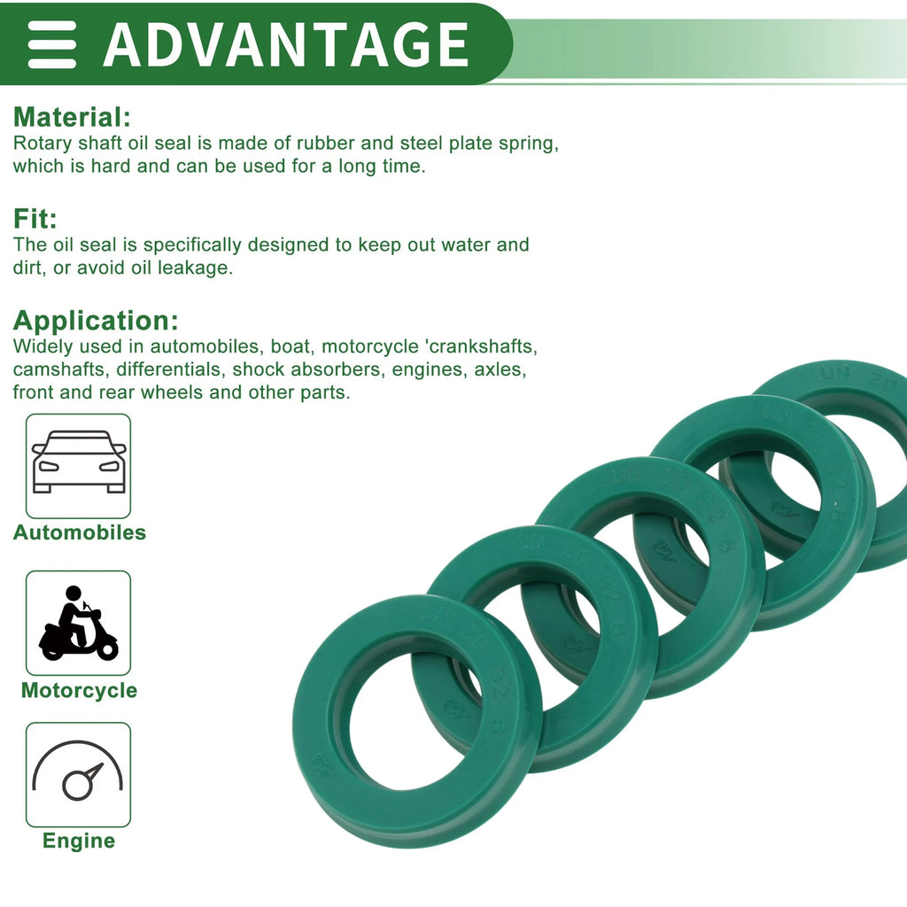 Set of 5 Oil Seal Ring 20x32x6mm for Rotary Shaft (High Pressure)