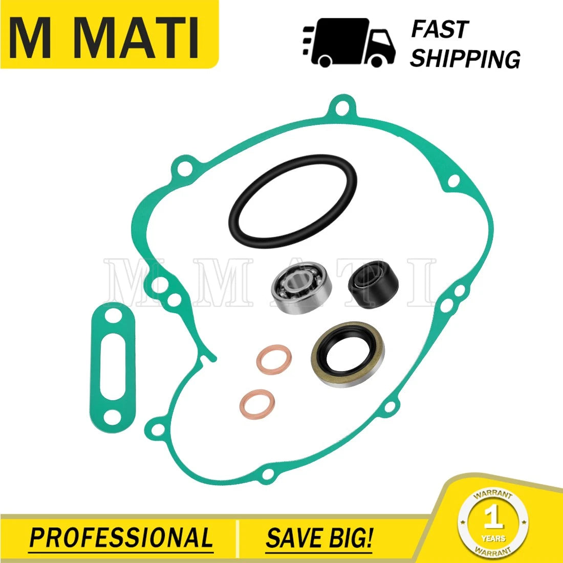 Water Pump Bearing Seal & Cover Gasket Rebuild Kit for Kawasaki KX60 KX80 (1985–2003)