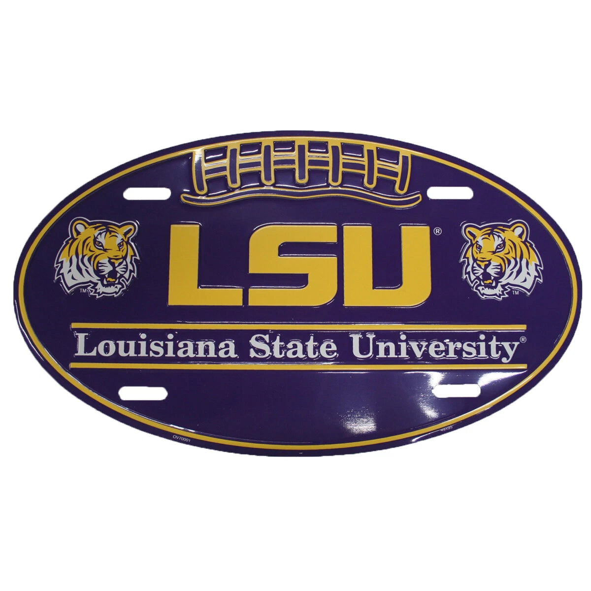 Decorative Football Wall Sign for LSU Louisiana State Tigers (12")