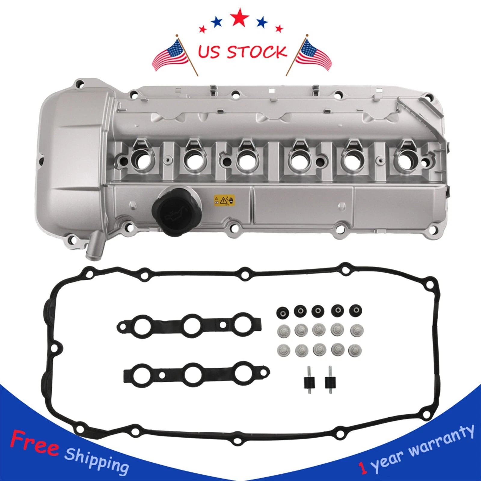 Aluminum Valve Cover with Gasket for BMW M54 E46 325Ci 325i 330i 525i X3 X5 (2000–2006)