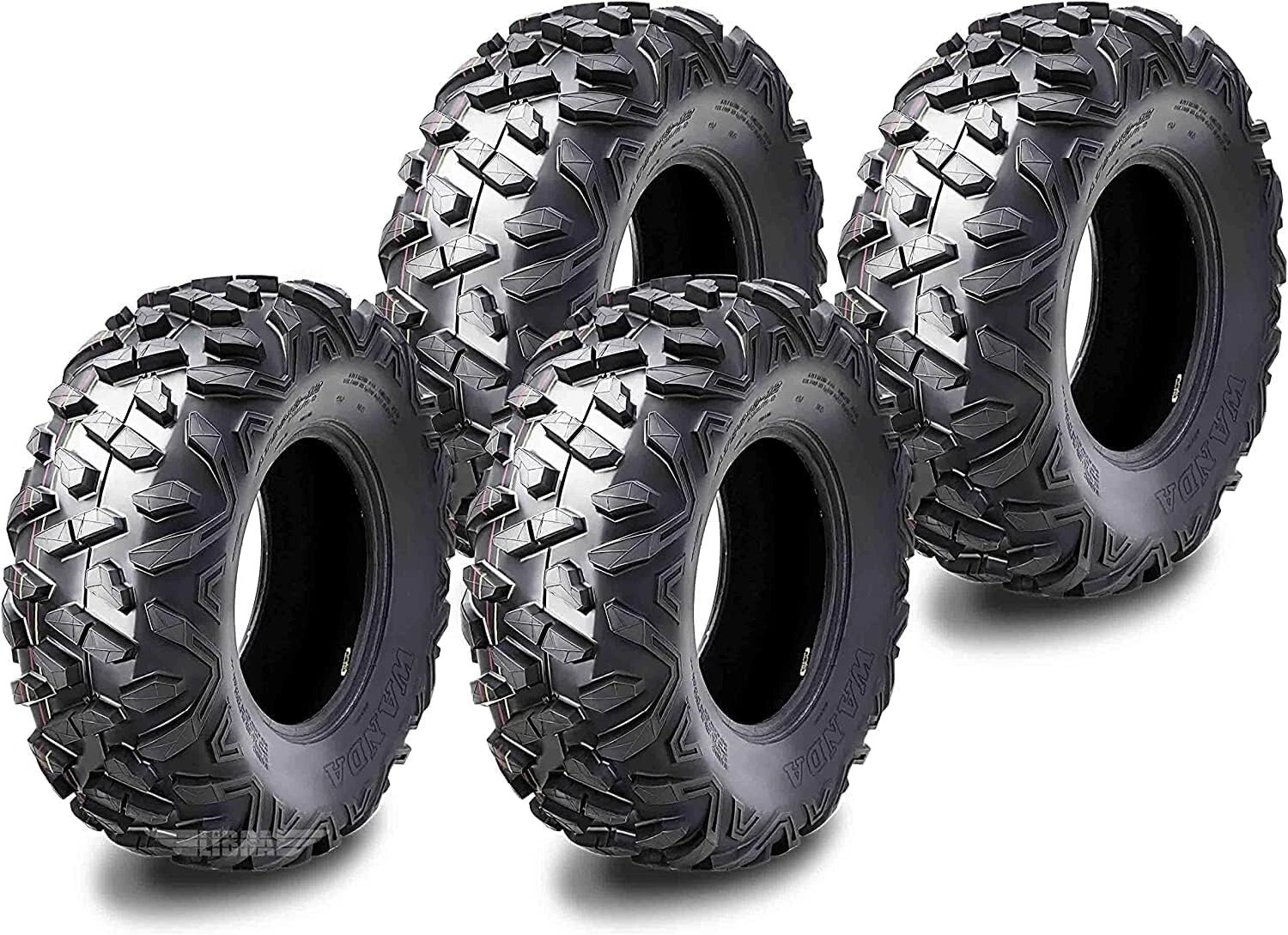 Set of 4 Wanda UTV ATV Tires 24x8-12 Deep Tread Solid Lug Non-Directional