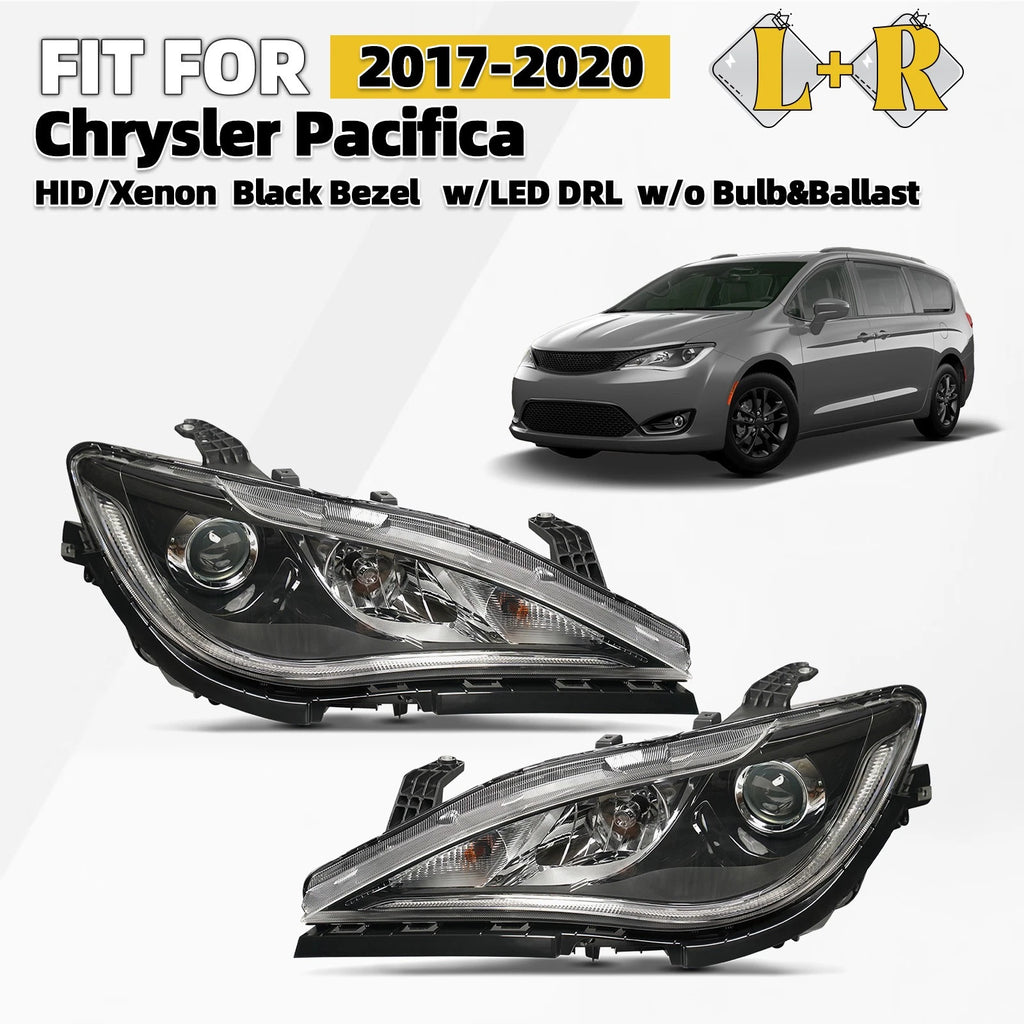 HID/Xenon Headlight Set for Chrysler Pacifica (2017–2020) w/LED DRL Black
