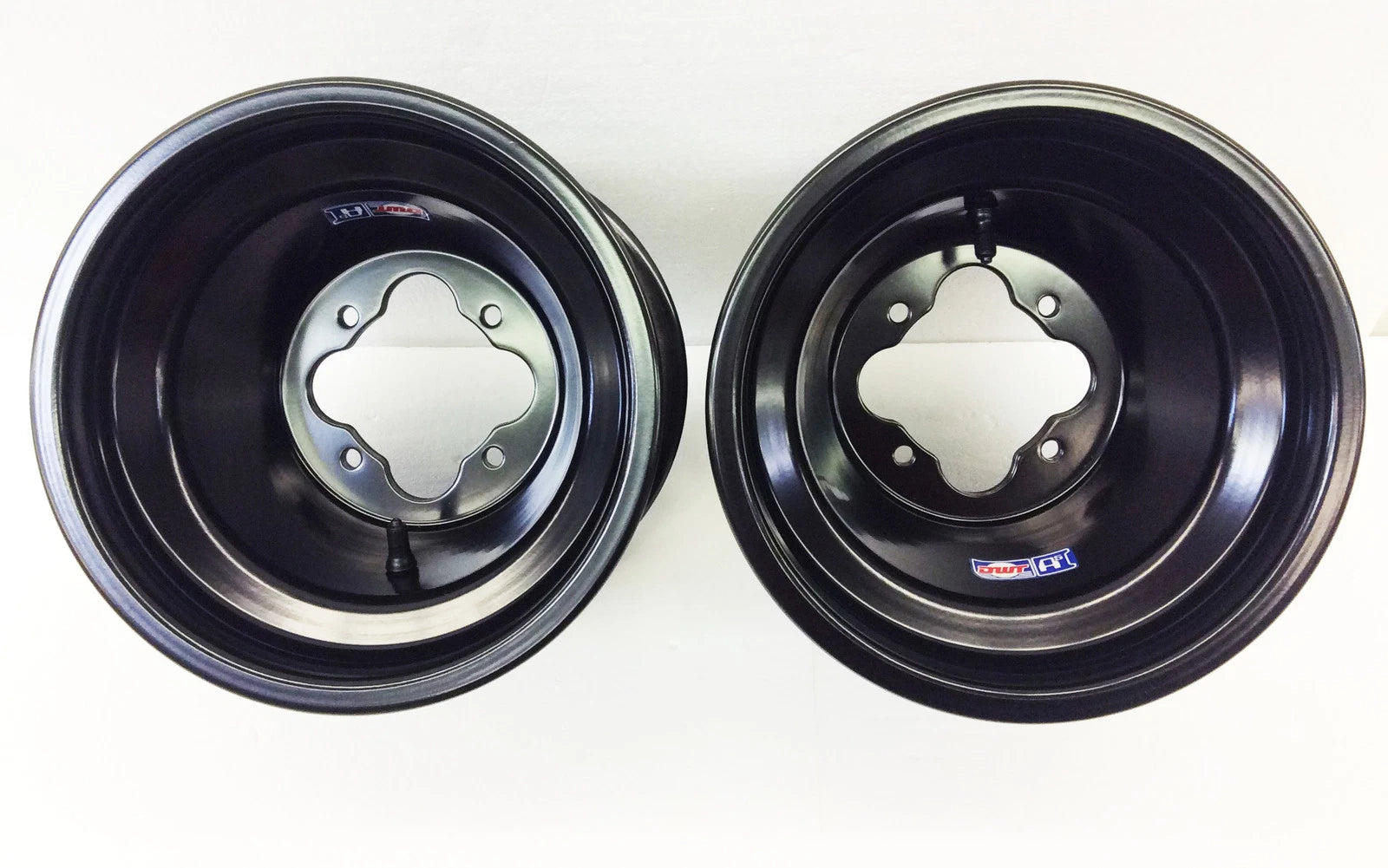 DWT Black A5 Rolled Lip Rear Wheels for TRX 250R 450R LTR KFX (PAIR) 10x8 4/110