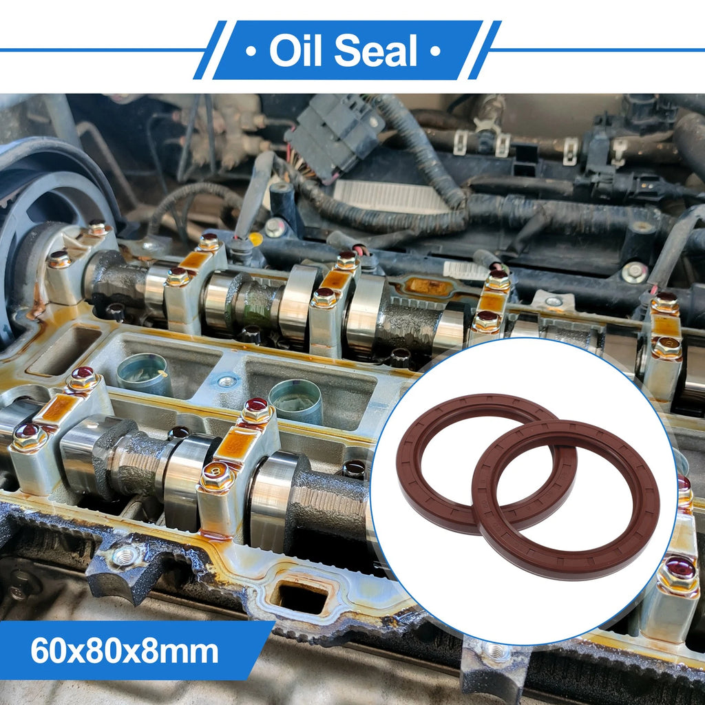 2X Oil Seal Rotary Shaft Seal FKM Rubber 60x80x8mm  