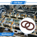 2X Oil Seal Rotary Shaft Seal FKM Rubber 60x80x8mm  