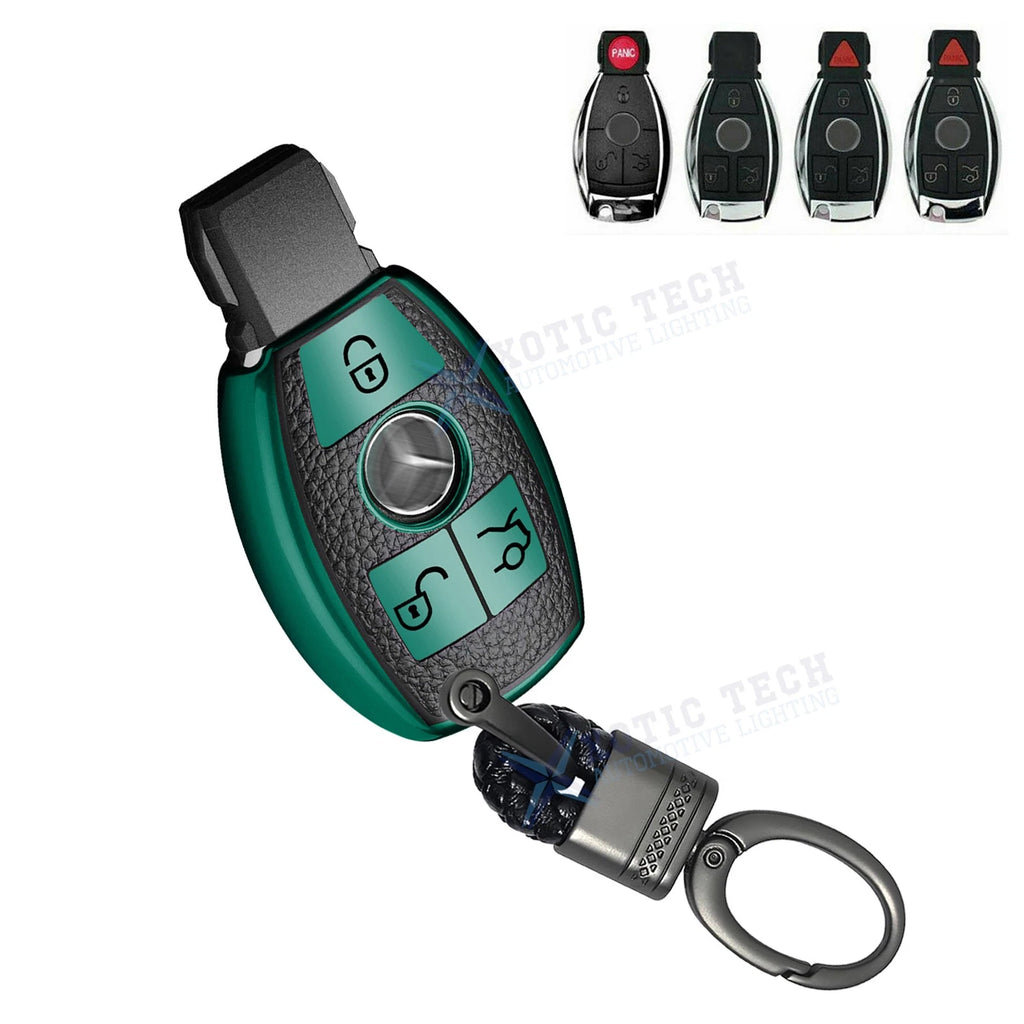 3-Button Green Smart Key Fob Cover Shell for Mercedes-Benz (2019–2024)