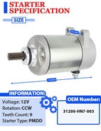 Starter with Relay & Switch for Honda TRX400FGA Rancher 400 (2004–2007)