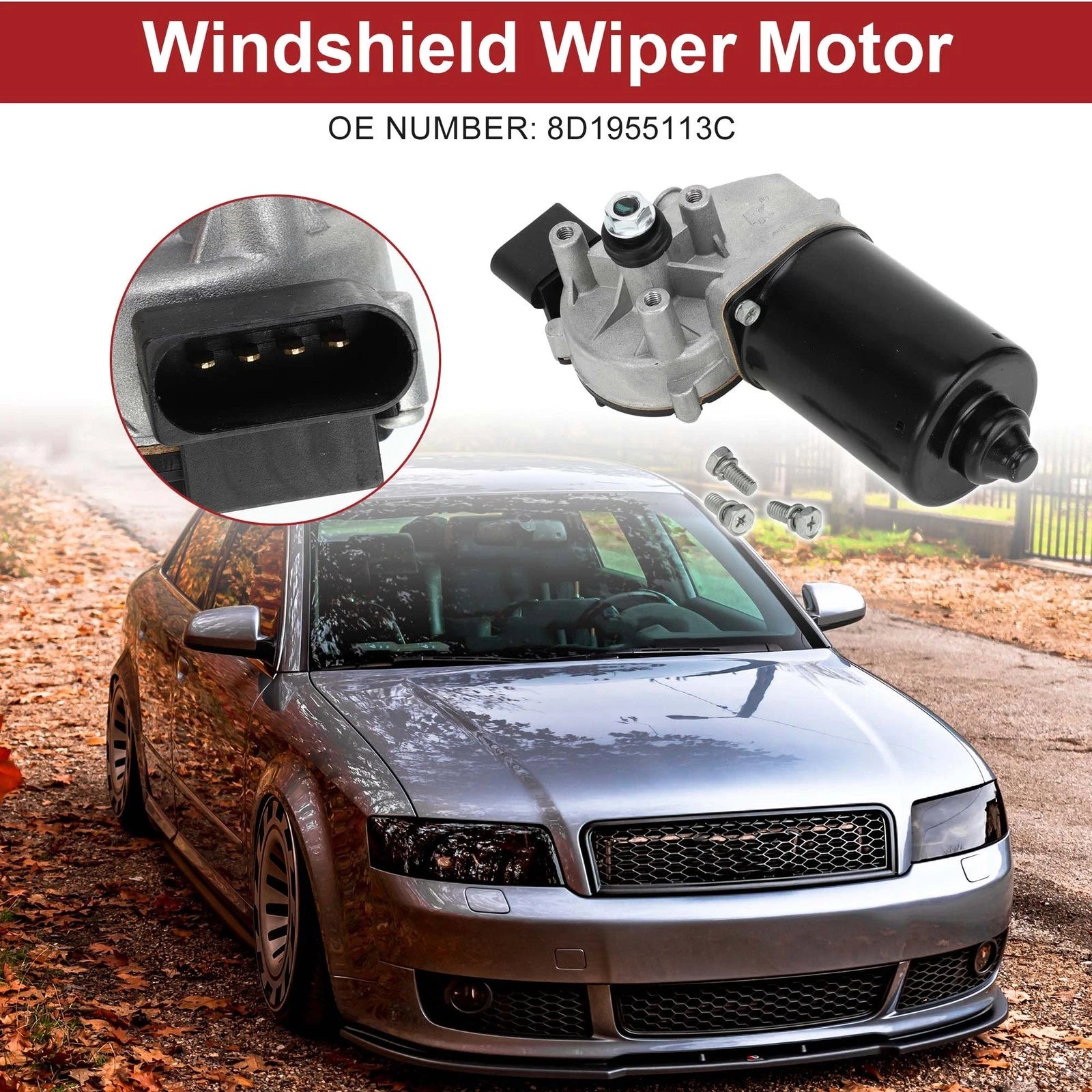 Front Windshield Wiper Motor for Audi A4 A6 (1999–2003) No. 8D1955113C