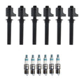 Set of 6 Ignition Coils & Spark Plugs for Ford Taurus 3.0 V6 (1996–2007)