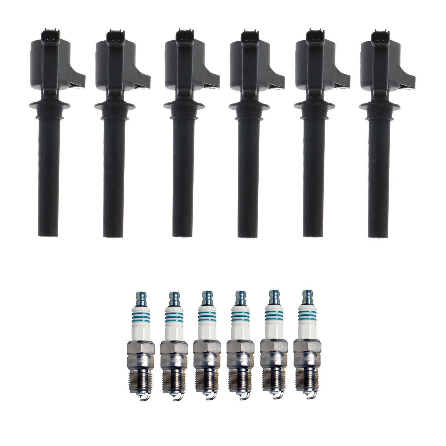 Set of 6 Ignition Coils & Spark Plugs for Ford Taurus 3.0 V6 (1996–2007)