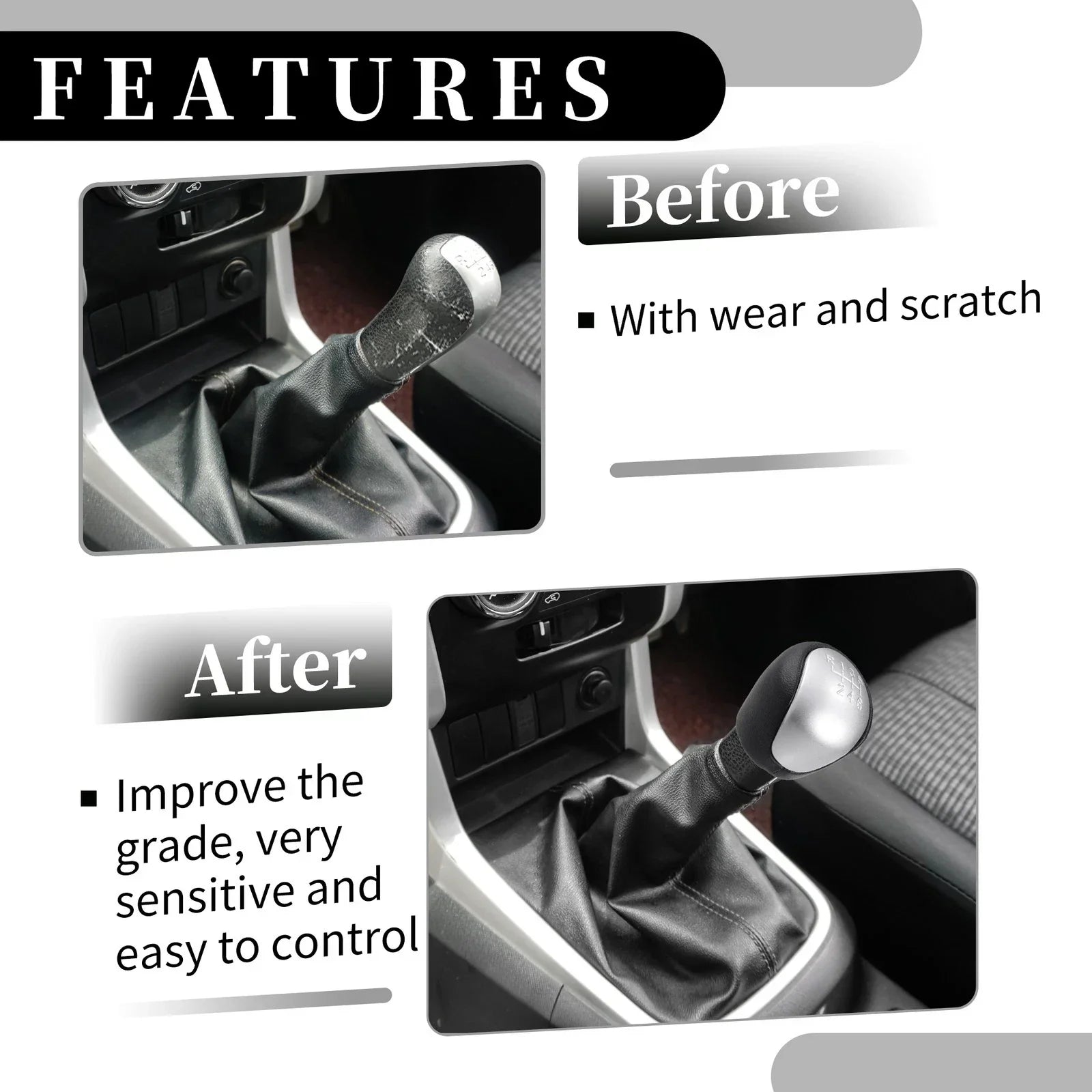 6 Speed Manual Gear Shift Knob for Hyundai IX35 (2009-2015) - Faux Leather Black