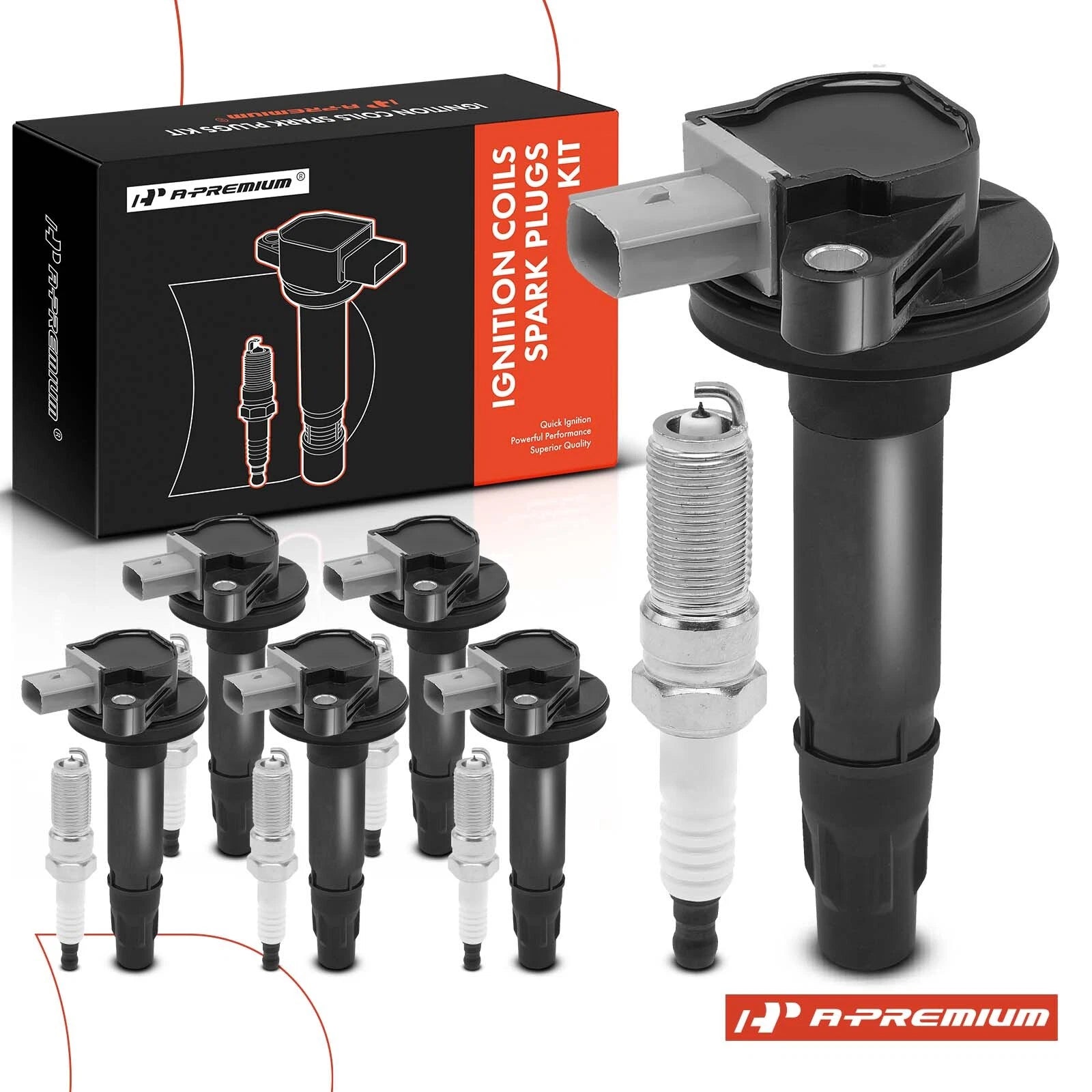Set of 6 Ignition Coils & Iridium Spark Plugs for Ford Taurus Lincoln (2010–2012)
