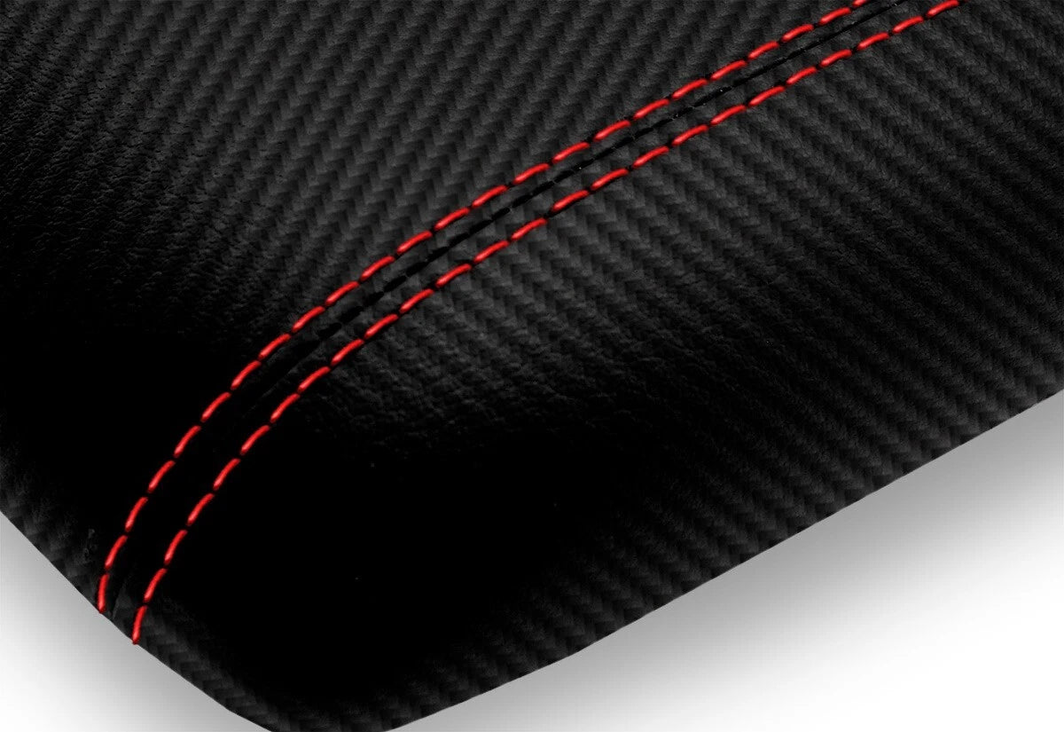 Console Lid with Cupholder Cover for Ford Ranger (2000–2006) Carbon Fiber Red Stitch