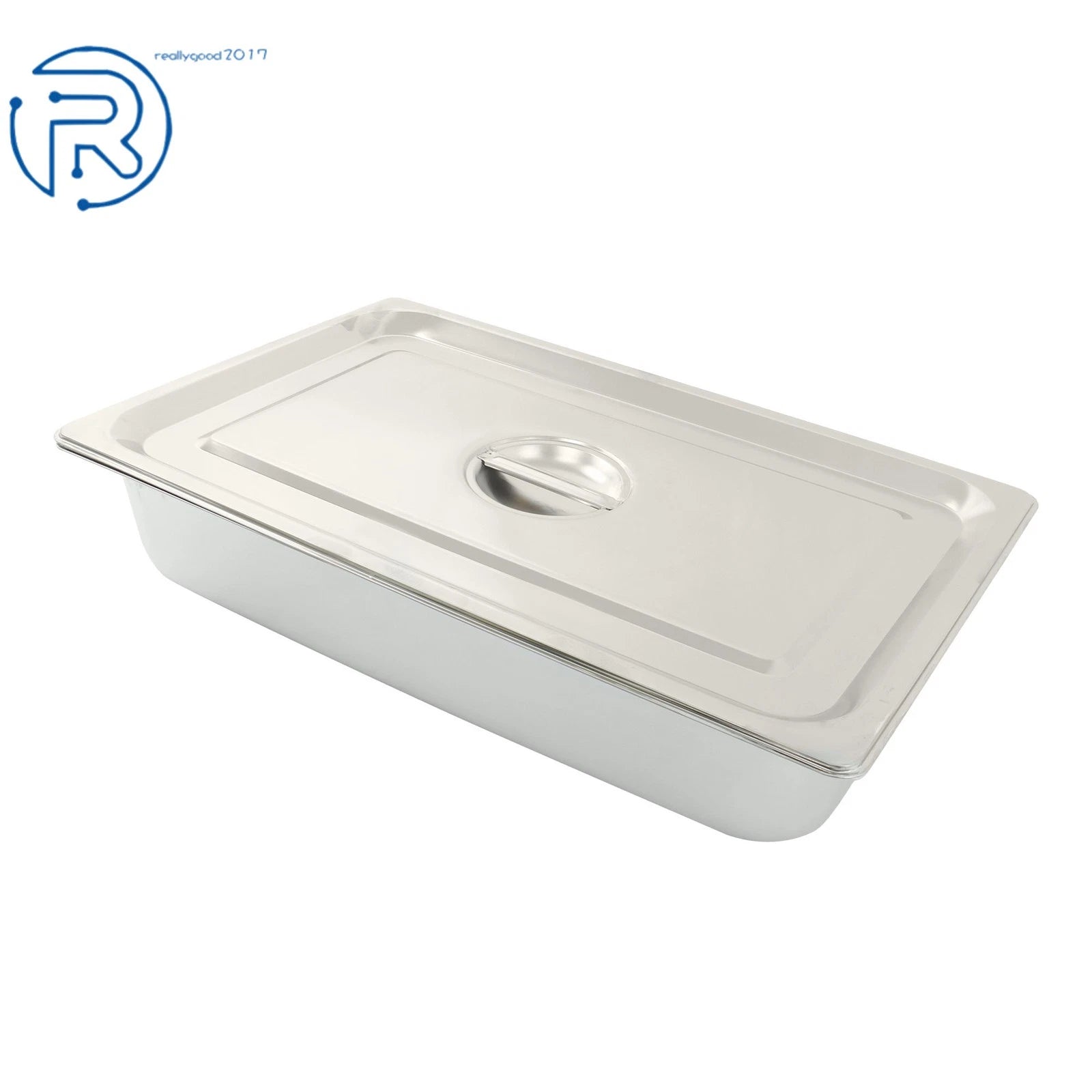Set of 4 Stainless Steel Steam Hotel Pans with Lids Full Size 3.7" Deep