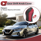 1 Pc Gear Shift Knob Cover for Nissan Maxima (2016–2023) Red Faux Leather