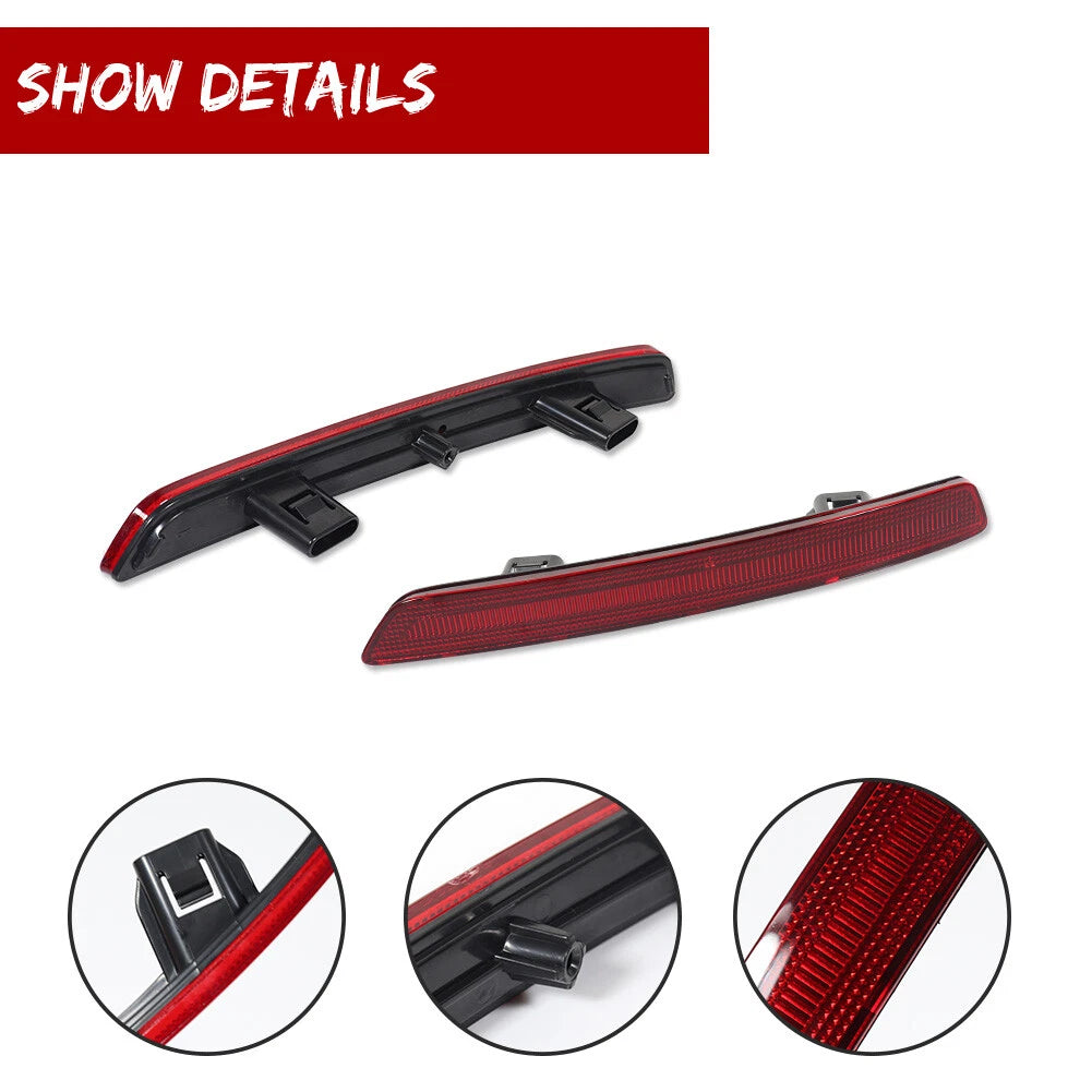 2X Red Lens Rear Bumper Reflectors for Acura TL (2012–2014)