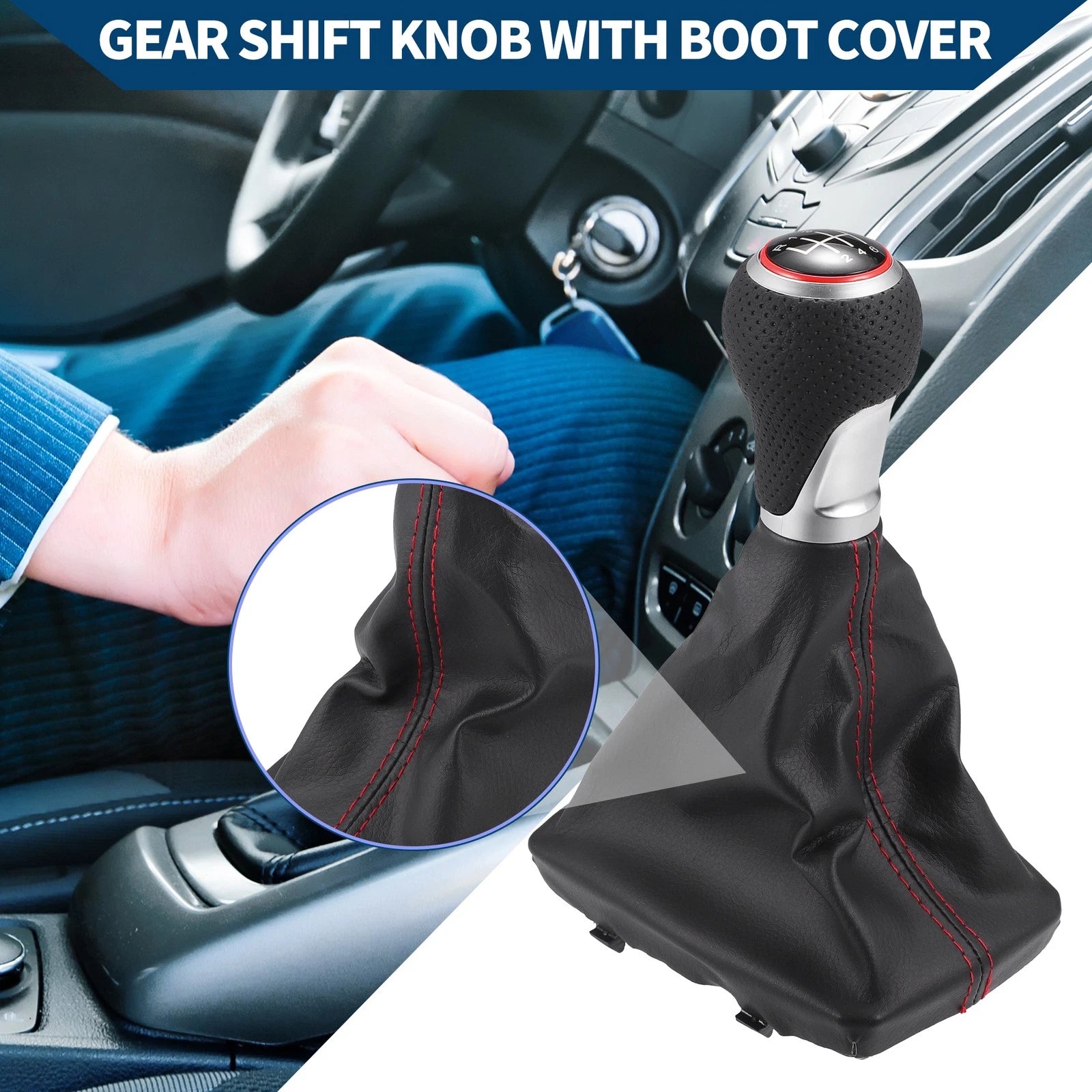6 Speed Gear Shift Knob with Dust Cover for Audi S-Line (2007–2015)