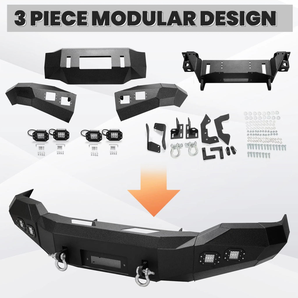 Front Bumper for Toyota Tundra (2007–2013) Steel Winch Ready w/ D Rings & Lights