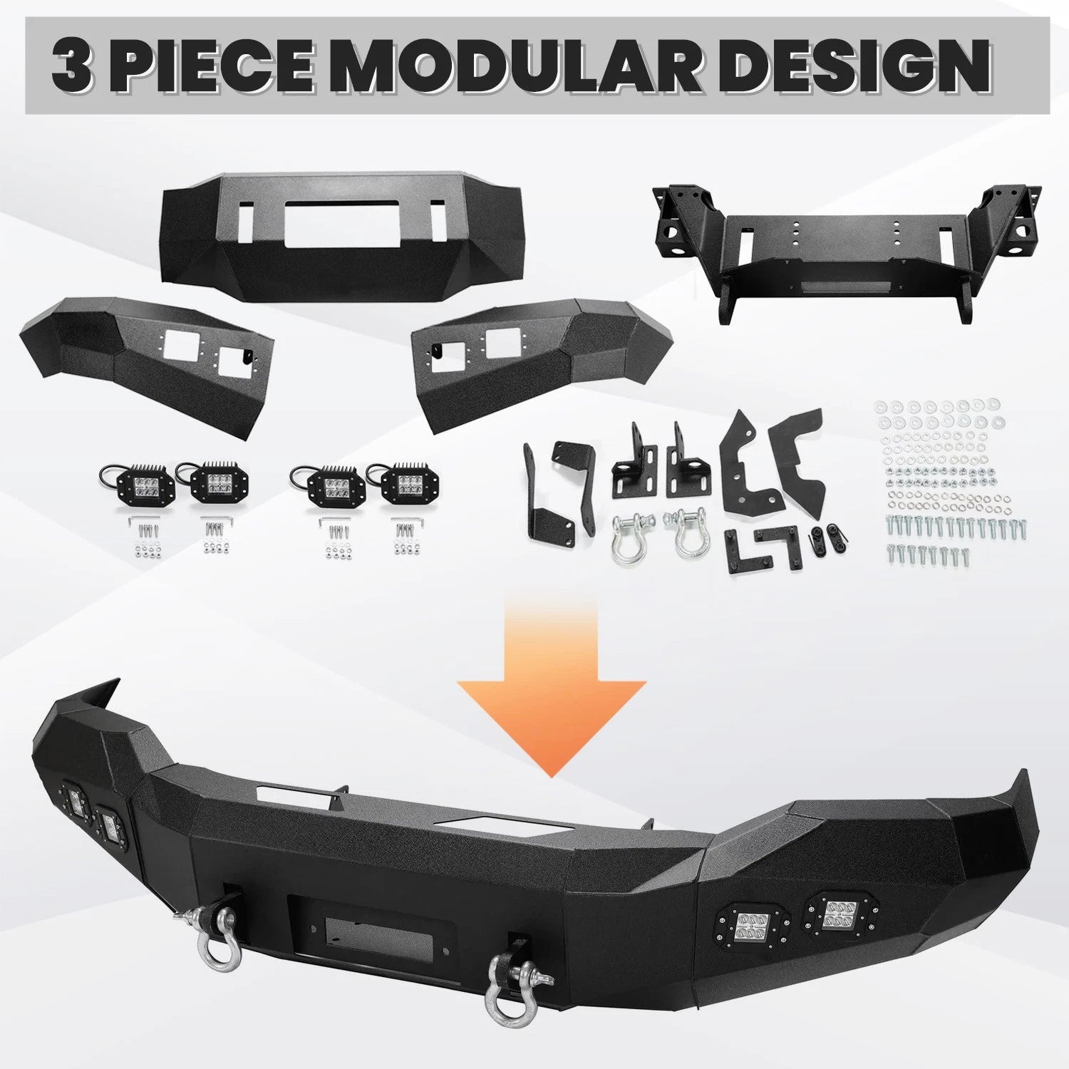 Front Bumper for Toyota Tundra (2007–2013) Steel Winch Ready w/ D Rings & Lights