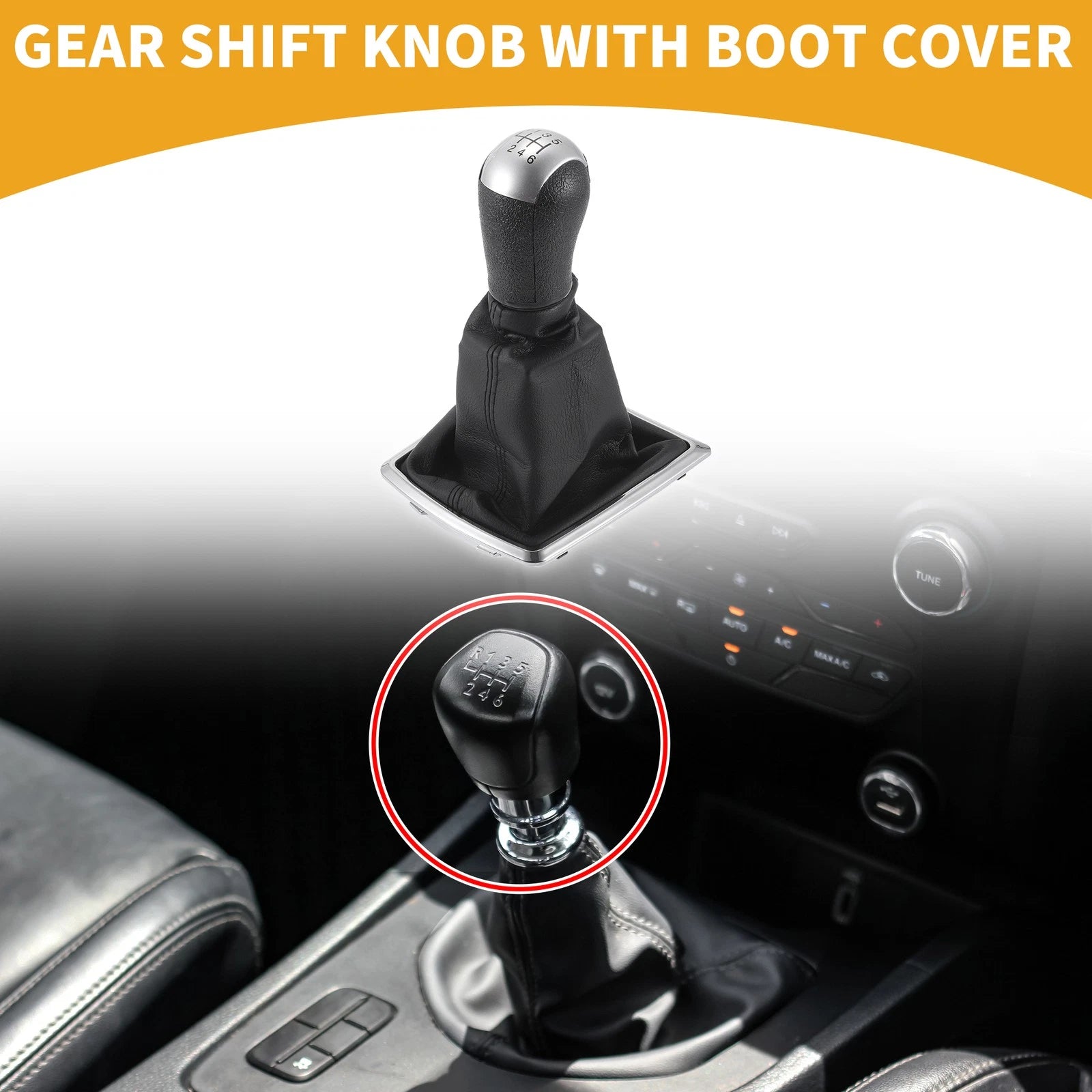 6 Speed Gear Shifter Knob with Cover for Ford Focus MK2 (2004–2008)
