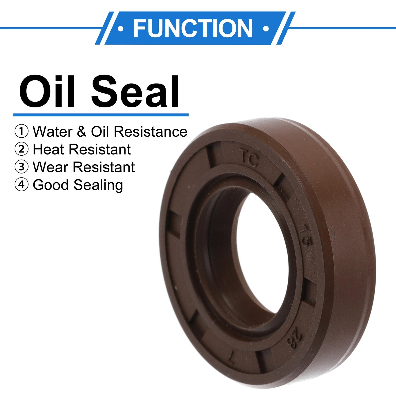 2X Oil Seal Rotary Shaft Seal for Various Models (15x28x7mm) FKM Rubber