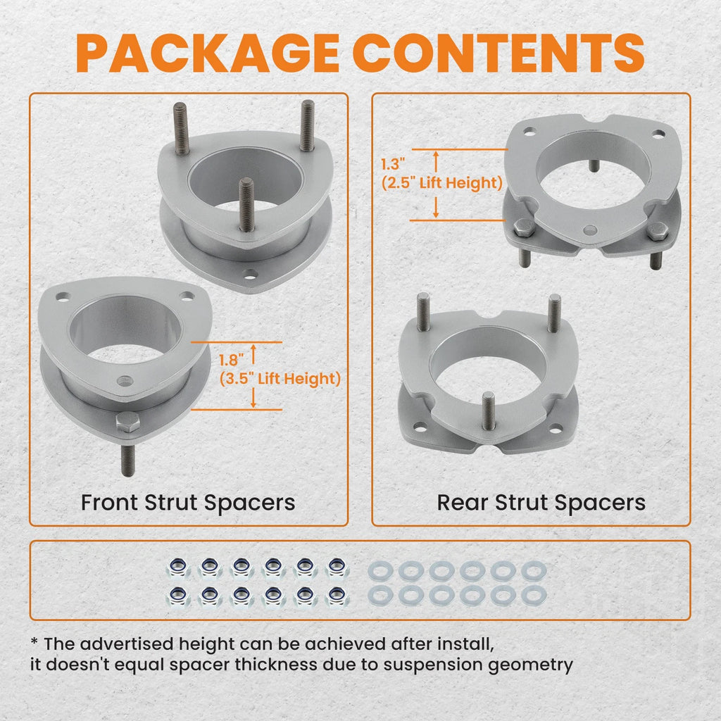 3.5" Front & 2.5" Rear Lift Kit Spacers for Ford Expedition (2003–2018)