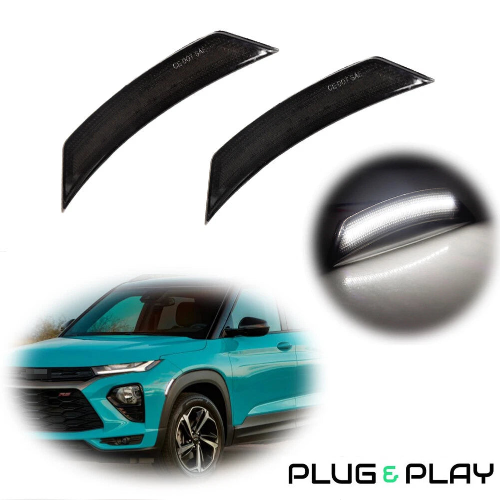 Smoked White LED Front Side Marker Reflector Lights for Chevy Trailblazer (2021–2025)