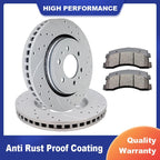 Front Slotted Rotors and Brake Ceramic Pads Kit for Ford F-150 (2004–2023)