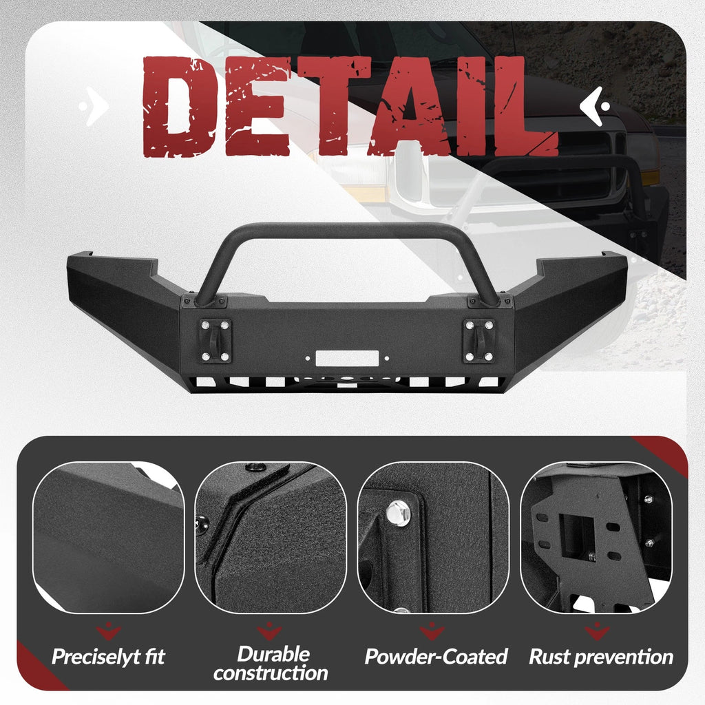 Black Steel Front Bumper Assembly for Ford F-250 F-350 Super Duty (1999–2004)