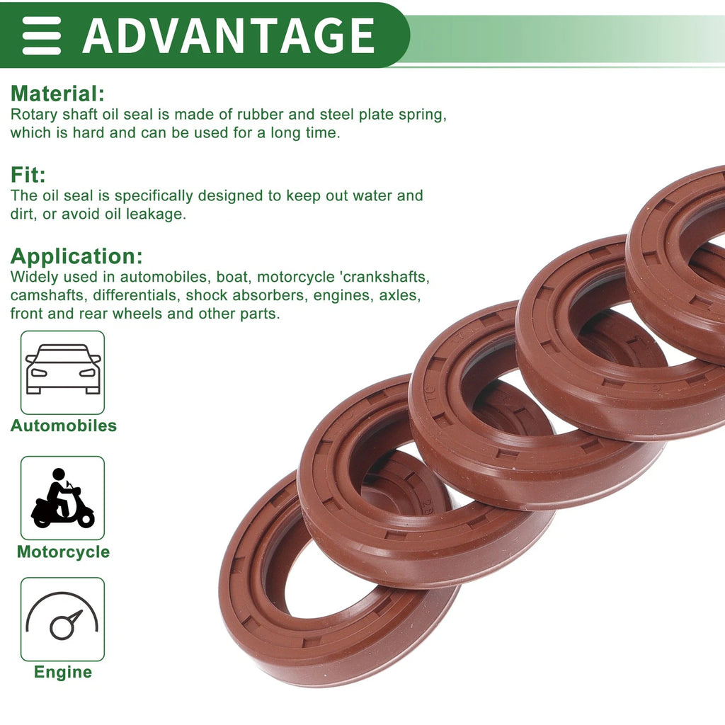 Set of 5 Oil Seal Rotary Shaft Seal FKM Rubber 17x28x6mm