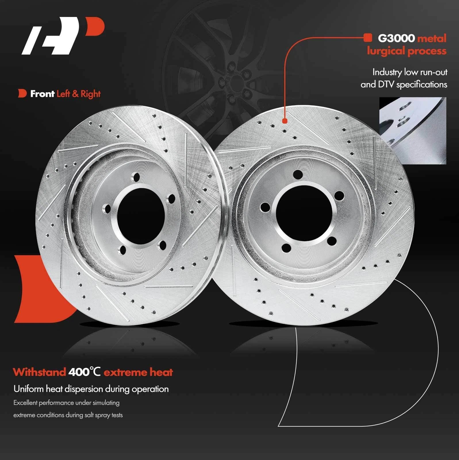 Front Drilled Brake Rotors & Ceramic Pads for Ford Explorer (2002-2005)