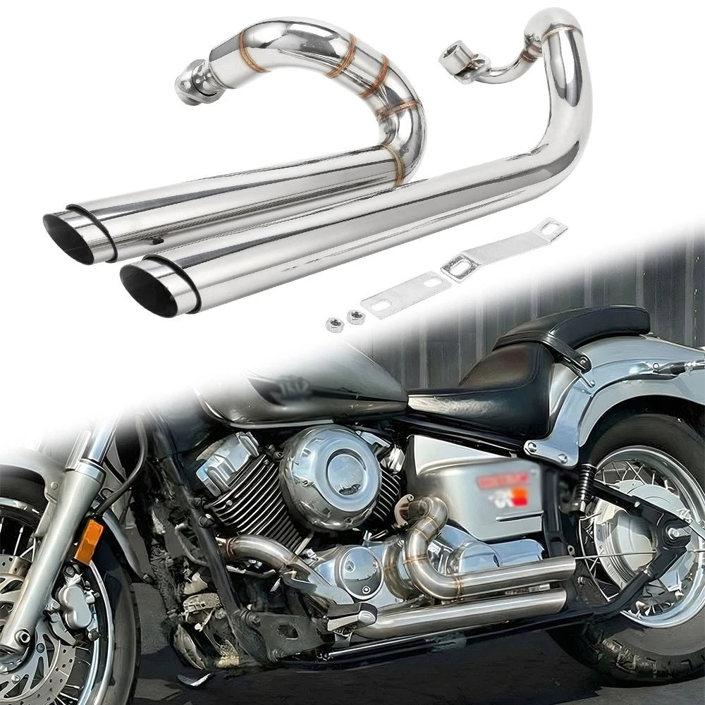 Chrome Exhaust Pipes System for Yamaha V Star 650 XVS400 XVS650 (1997–2008)