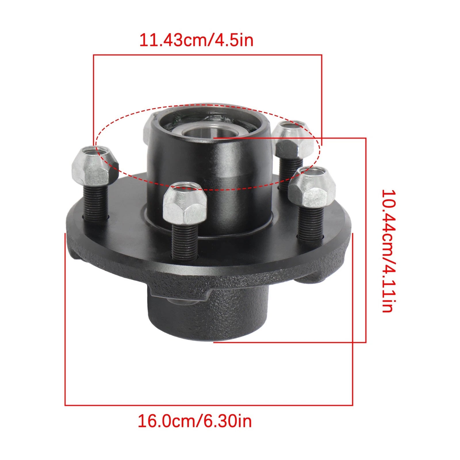 Pre-Greased Hub Assembly Set for 5-Bolt Vehicles (4.5 Inch, 1 Inch Spindle)