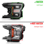 LED Headlight Set for Ford F-150 (2018–2020) w/Black Bezel & Module