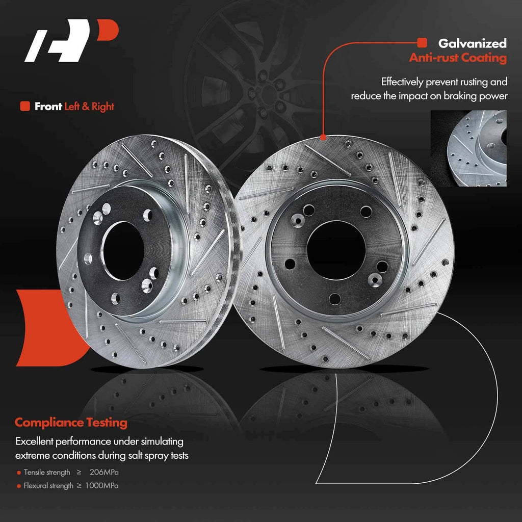 Front Drilled Brake Rotors & Ceramic Pads for Kia Forte Koup (2010–2013)