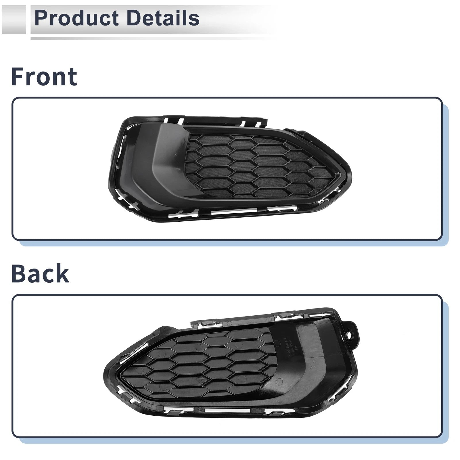 1pc Fog Light Grill for Honda Fit (2018) No. 71103T5HH50, ABS Black