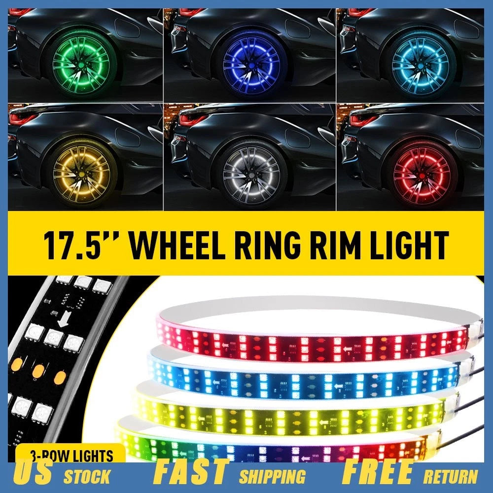 4pc 17.5" RGB LED Wheel Ring Lights for Truck Car Rim