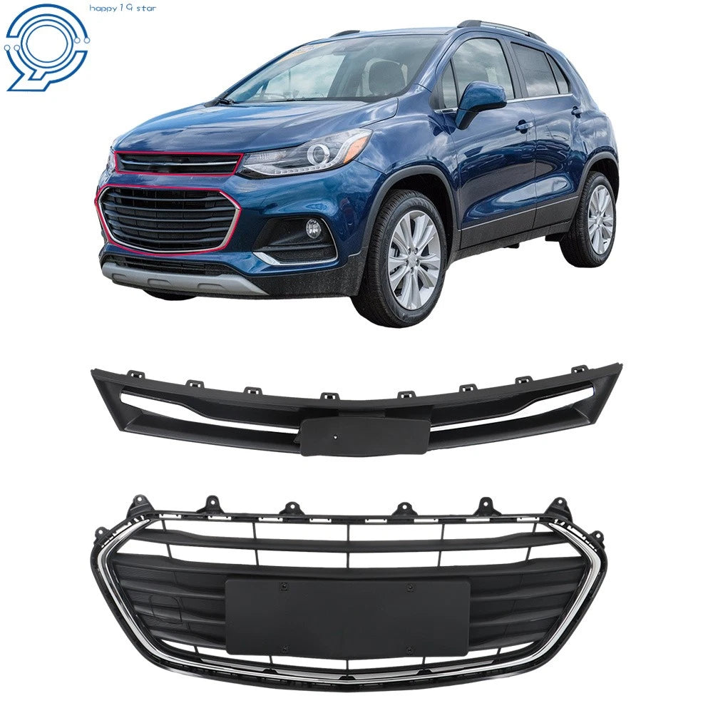 Pair Upper & Lower Grille Mesh for Chevrolet Trax (2017–2021) Chrome